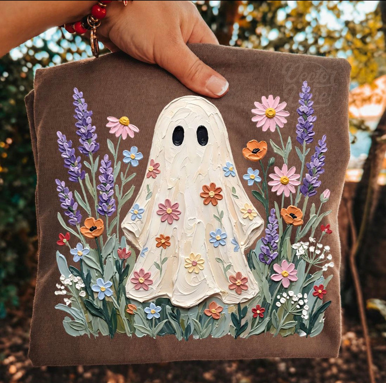 Ghost in field of flowers