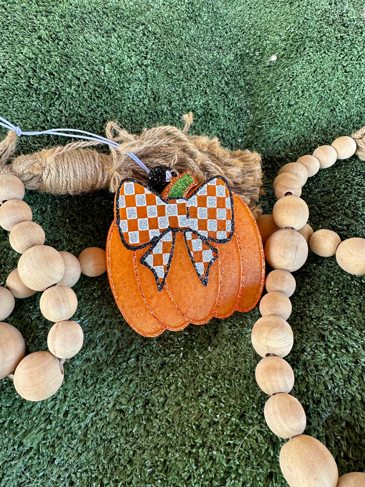 Pumpkin with checkered bow