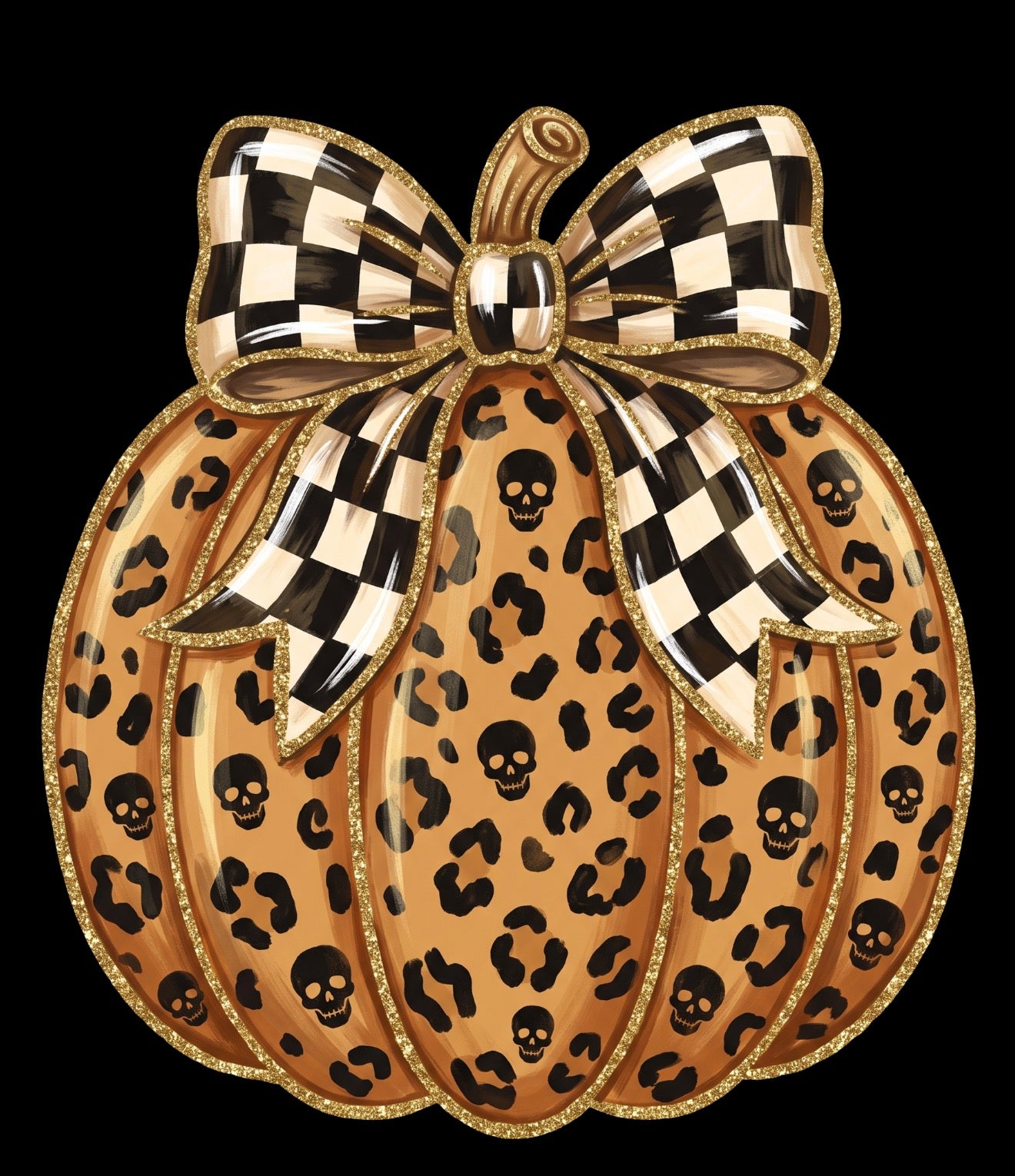 Halloween/fall shirt~ leopard/checkered pumpkin