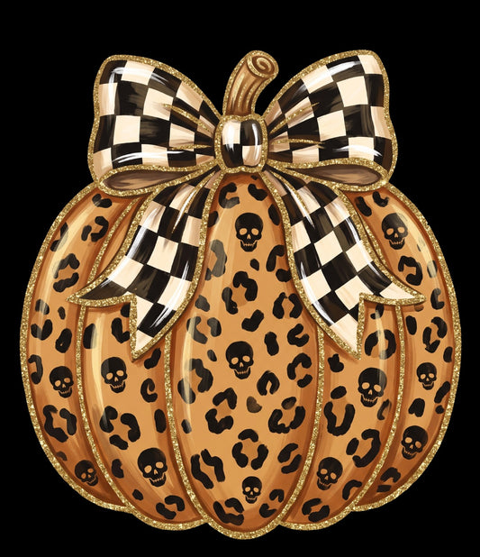 Halloween/fall shirt~ leopard/checkered pumpkin