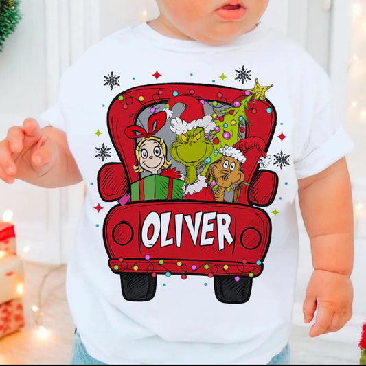 Adult Grinch custom red truck