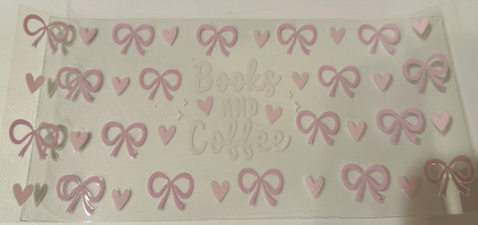 Books and coffee bows/heart decal