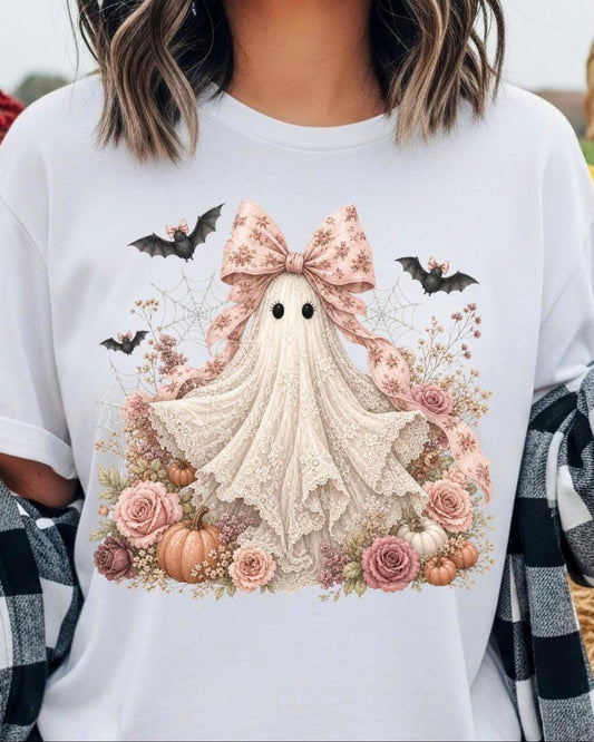 Halloween/fall shirt~ lace ghost