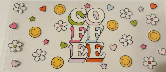 Coffee smiley/hearts decal