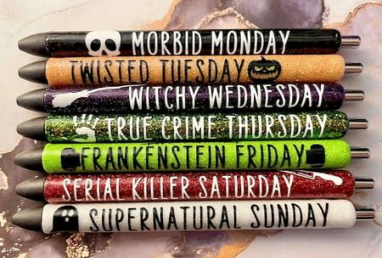 Halloween pens - 7 days of the week