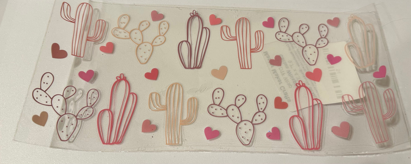 Cactus and hearts decal