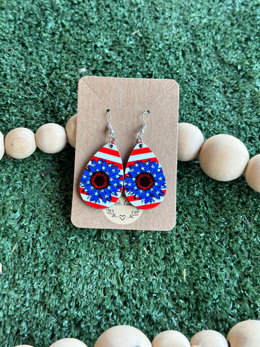 Red, white and blue flower