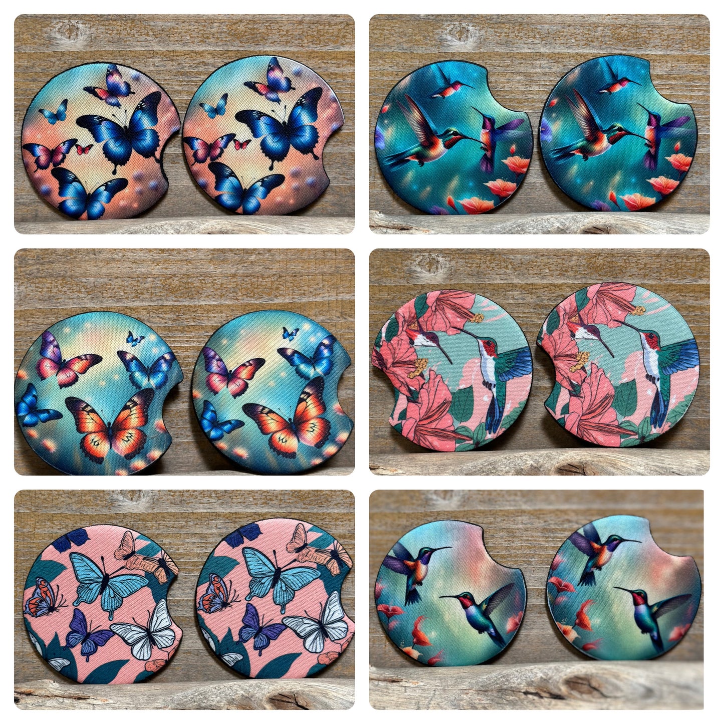 Hummingbird and butterfly coasters