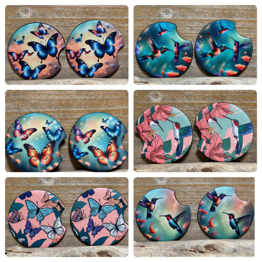 Hummingbird and butterfly coasters