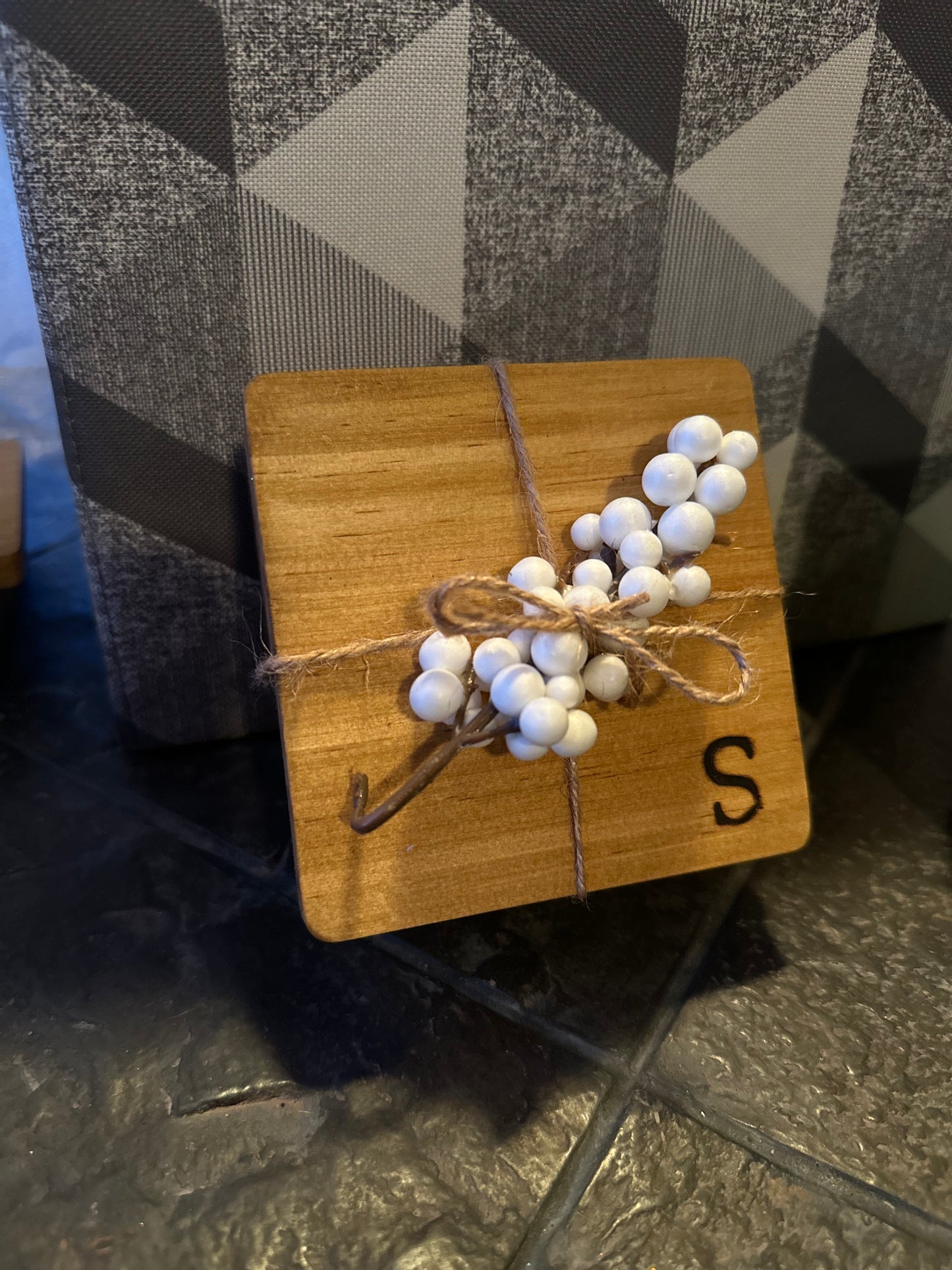 Wooden initial/heart coasters