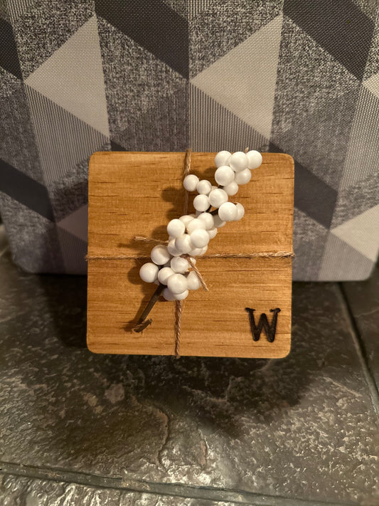 Wooden initial/heart coasters